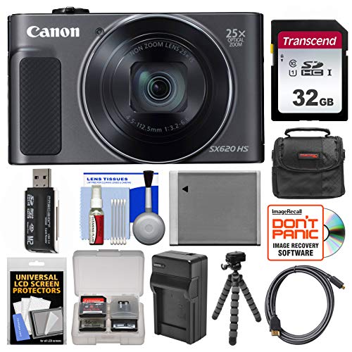 Canon PowerShot SX620 HS Wi-Fi Digital Camera (Black) with 32GB